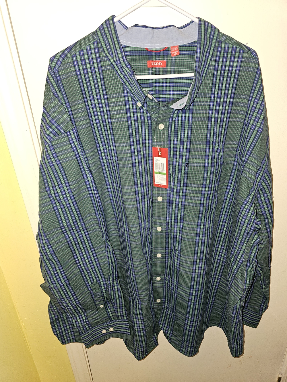 IZOD Green Plaid Button-Down Dress Shirt